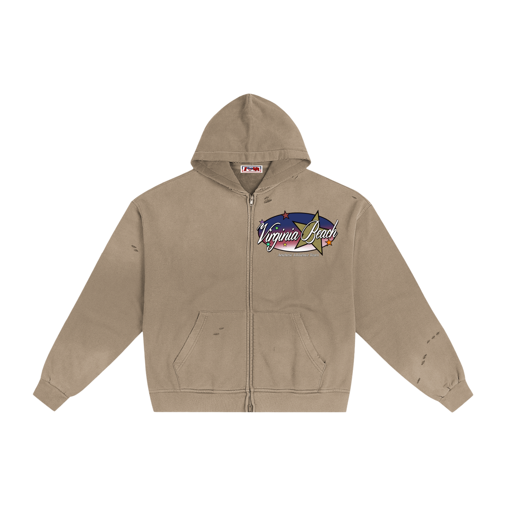 VB Team Distressed Zip Hoodie