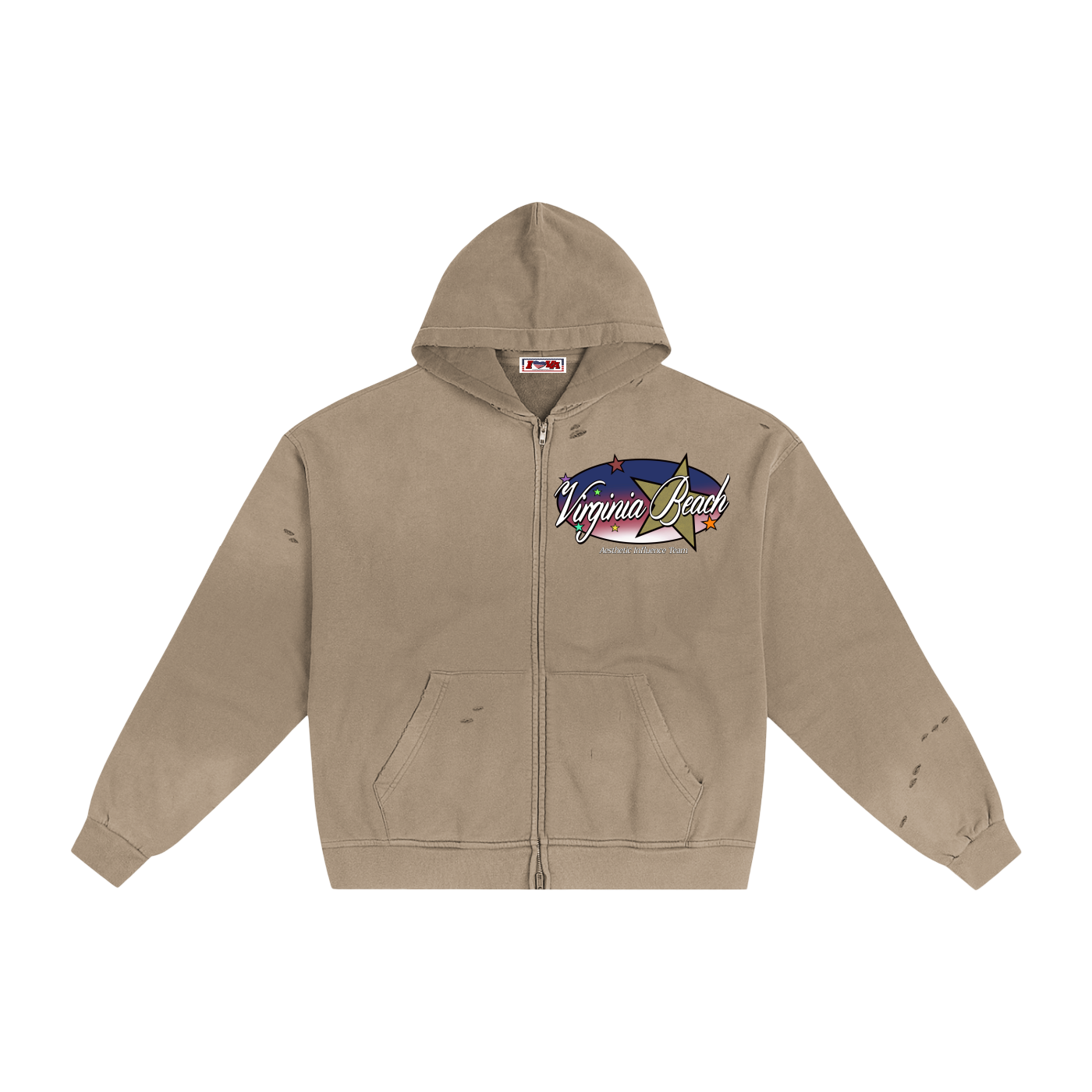 VB Team Distressed Zip Hoodie